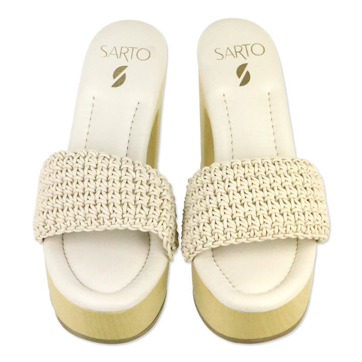Franco Sarto White Woven Platform Wendy Clogs