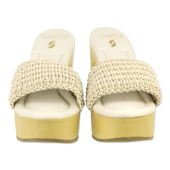 Franco Sarto White Woven Platform Wendy Clogs