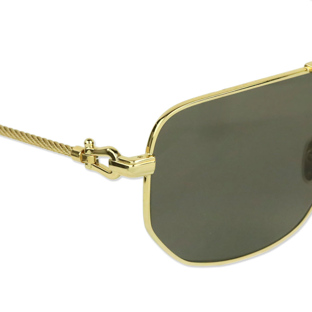 Fred Force 10 Gold Smoked Lens Geometric Aviator Sunglasses