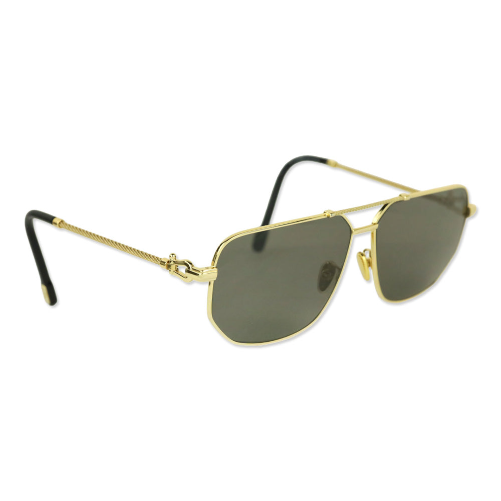 Fred Force 10 Gold Smoked Lens Geometric Aviator Sunglasses