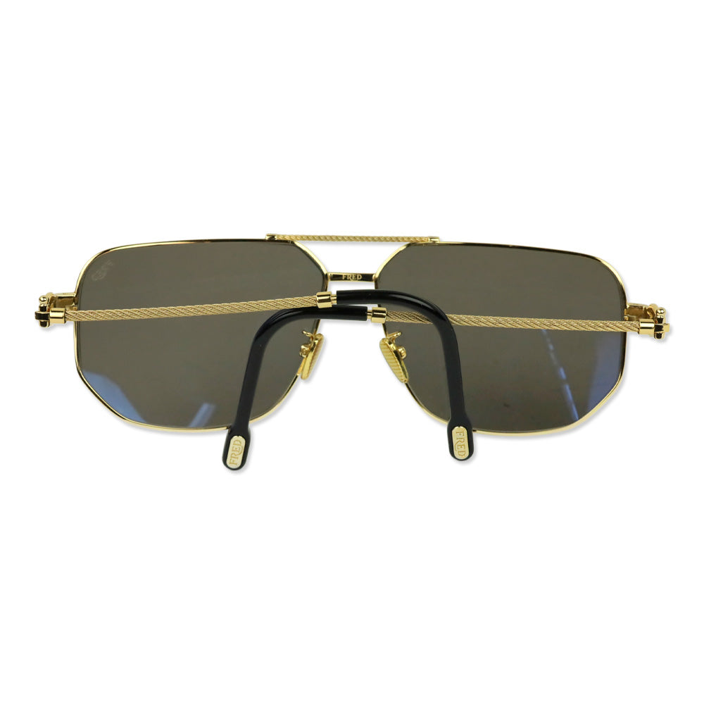 Fred Force 10 Gold Smoked Lens Geometric Aviator Sunglasses