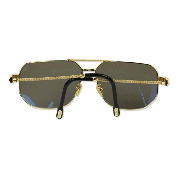 Fred Force 10 Gold Smoked Lens Geometric Aviator Sunglasses