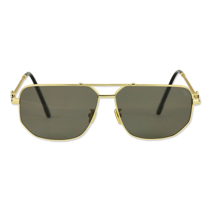 Fred Force 10 Gold Smoked Lens Geometric Aviator Sunglasses