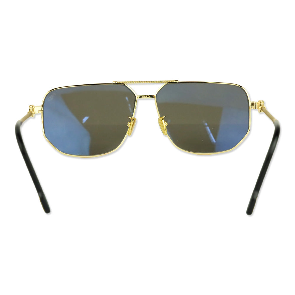 Fred Force 10 Gold Smoked Lens Geometric Aviator Sunglasses