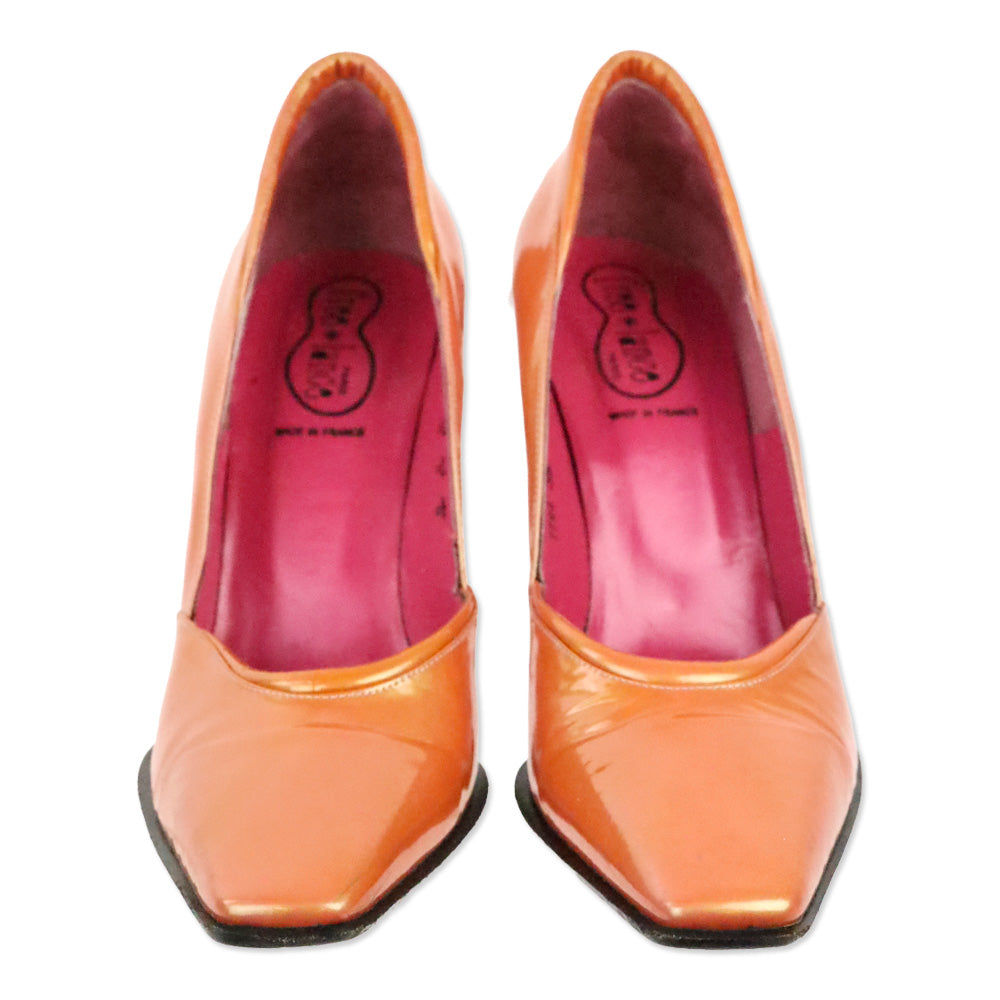 Free Lance Iridescent Orange Patent Leather Pump