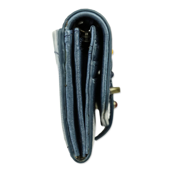 Frye Alessi Blue Studded Leather Continental Wallet