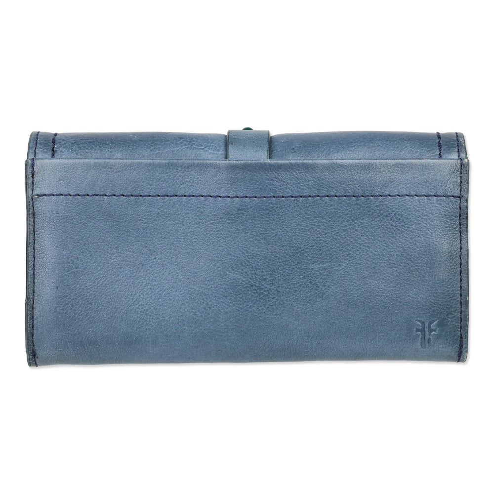 Frye Alessi Blue Studded Leather Continental Wallet