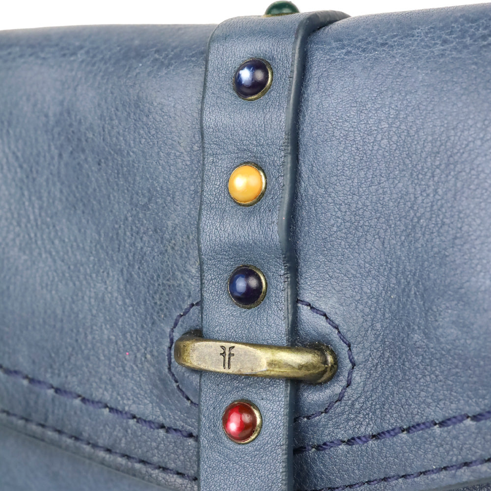 Frye Alessi Blue Studded Leather Continental Wallet