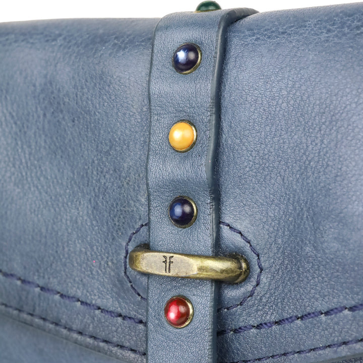 Frye Alessi Blue Studded Leather Continental Wallet