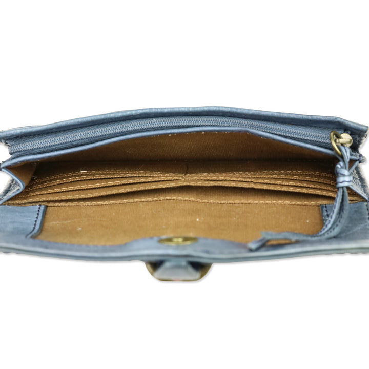 Frye Alessi Blue Studded Leather Continental Wallet
