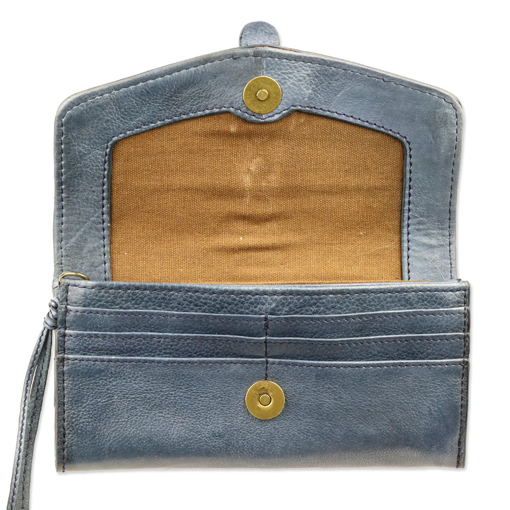 Frye Alessi Blue Studded Leather Continental Wallet