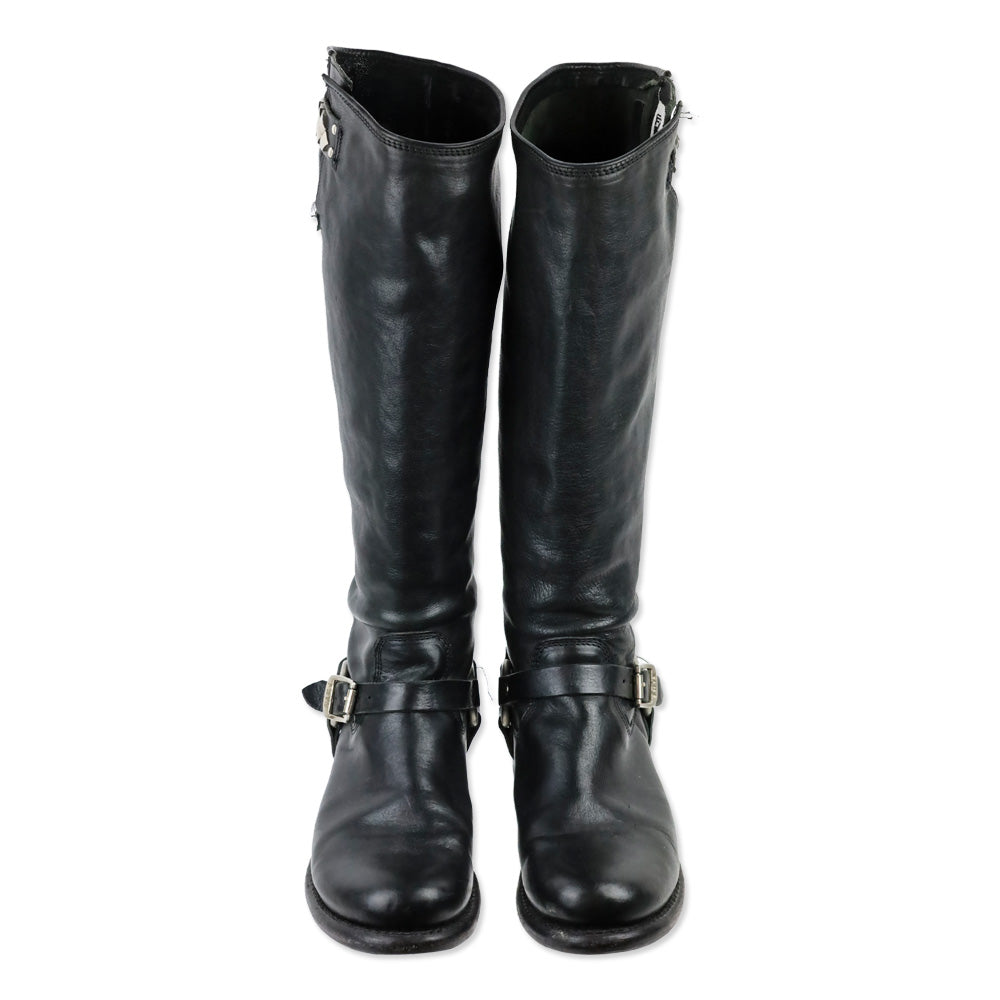 Frye Black Leather Jenna Chain Tall Boot