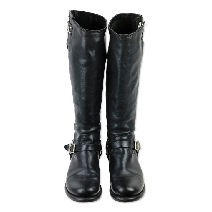 Frye Black Leather Jenna Chain Tall Boot