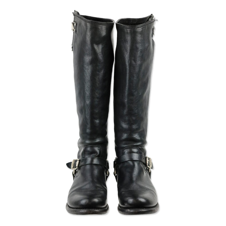 Frye Black Leather Jenna Chain Tall Boot