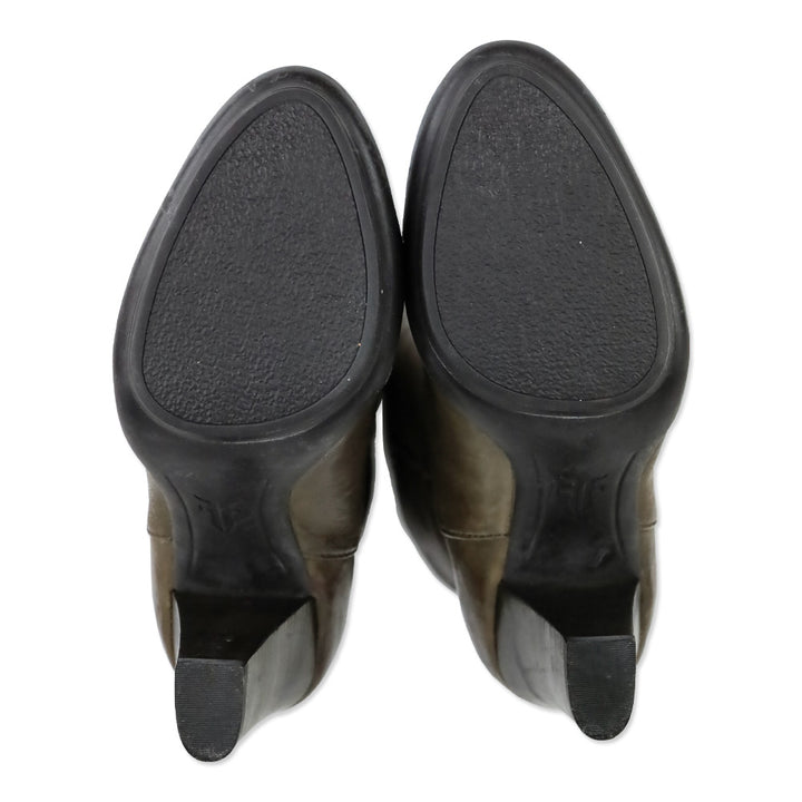 Frye Brown Mimi Scrunch Leather Knee High Heeled Boots