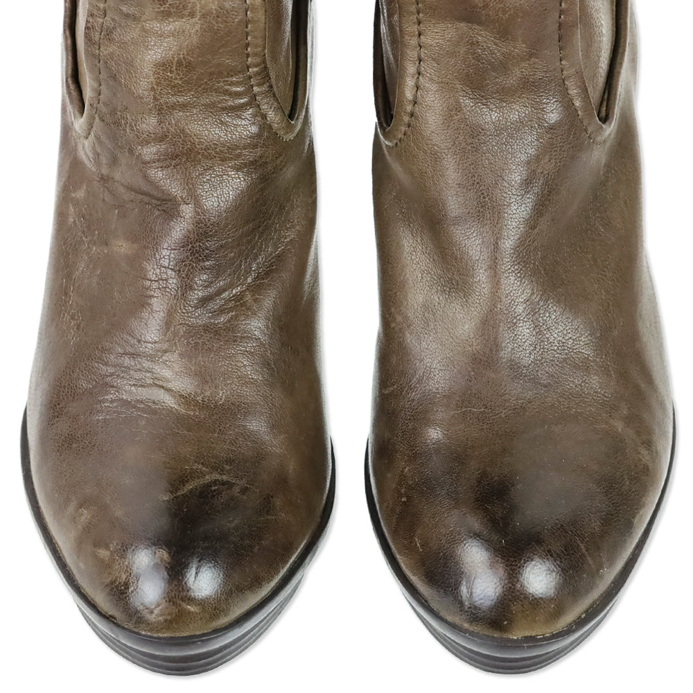 Frye Brown Mimi Scrunch Leather Knee High Heeled Boots