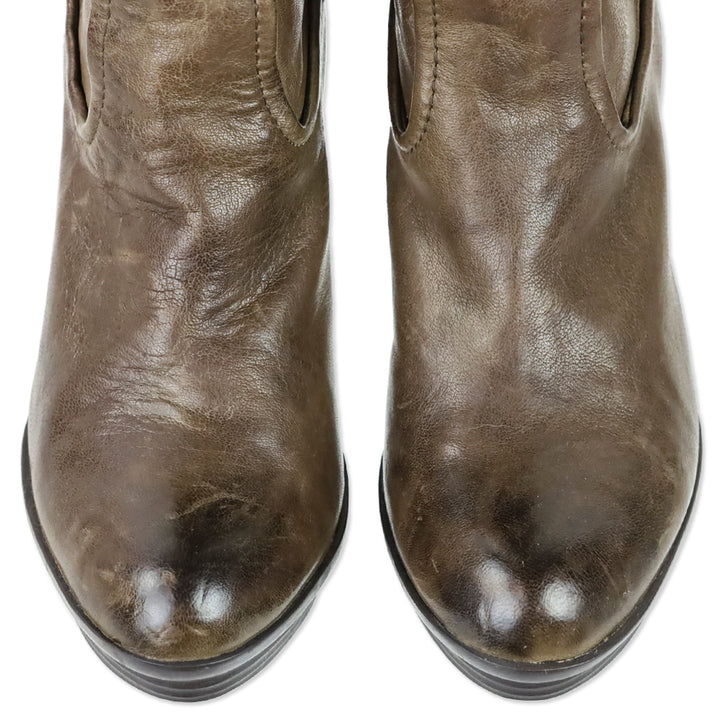 Frye Brown Mimi Scrunch Leather Knee High Heeled Boots