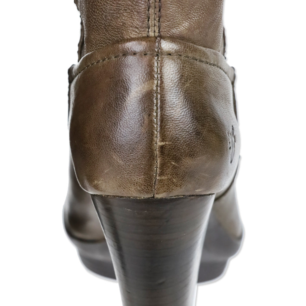 Frye Brown Mimi Scrunch Leather Knee High Heeled Boots