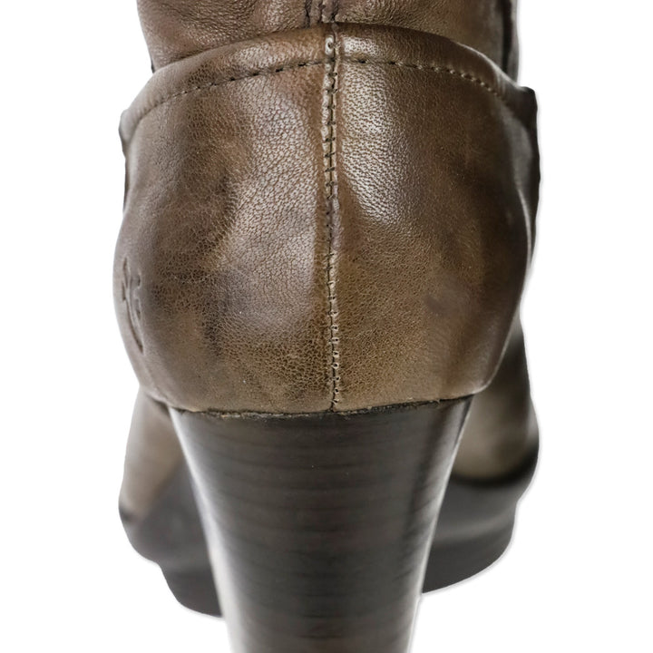 Frye Brown Mimi Scrunch Leather Knee High Heeled Boots