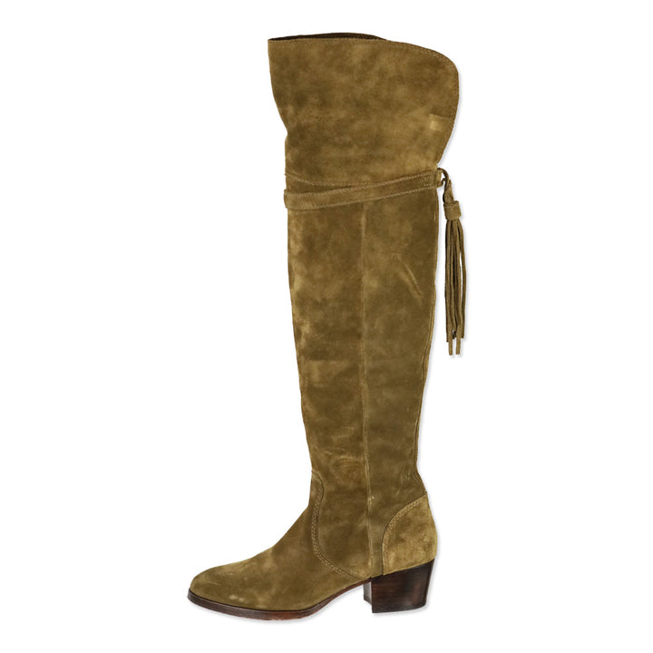 Frye Clara Tassel Brown Suede Over the Knee High Boots