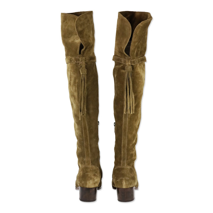 Frye Clara Tassel Brown Suede Over the Knee High Boots