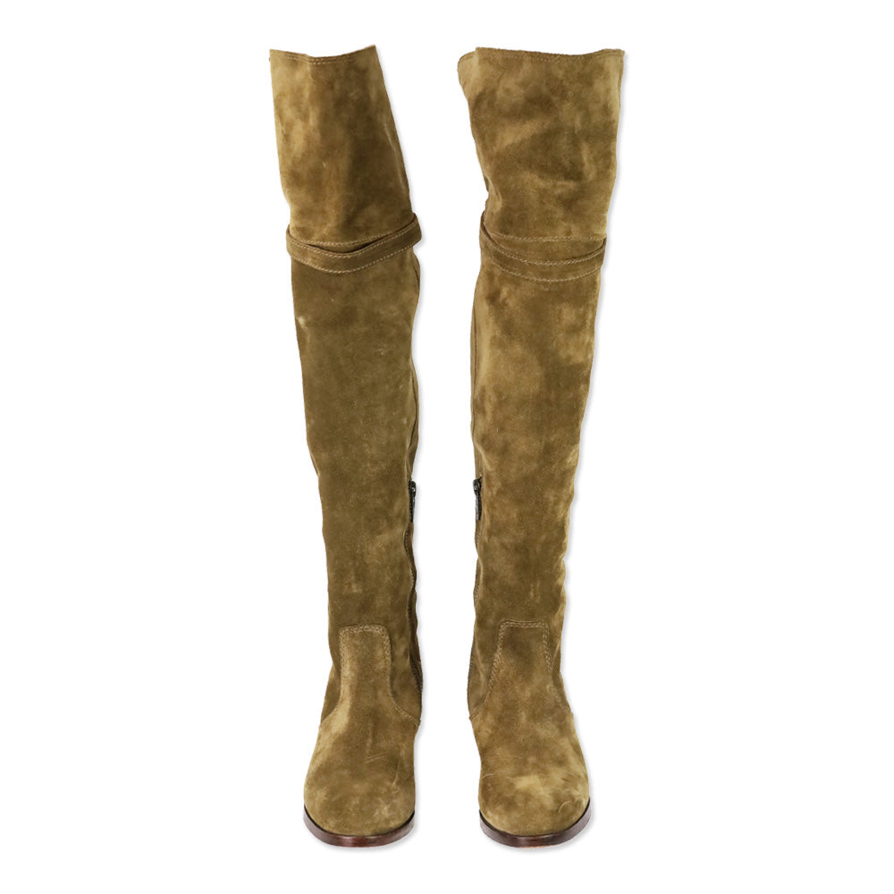 Frye Clara Tassel Brown Suede Over the Knee High Boots