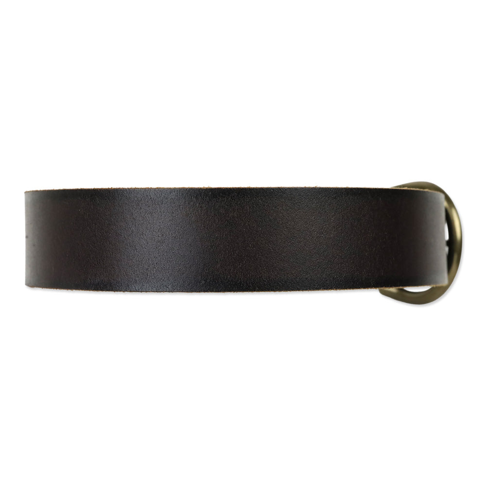 Frye Flat Panel Brown Leather Round Buckle Belt