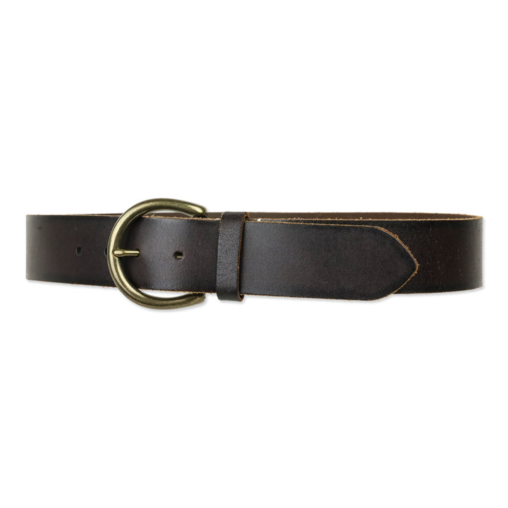 Frye Flat Panel Brown Leather Round Buckle Belt