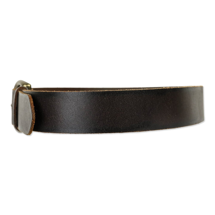 Frye Flat Panel Brown Leather Round Buckle Belt