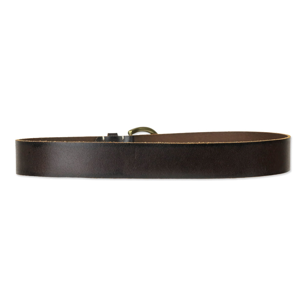 Frye Flat Panel Brown Leather Round Buckle Belt