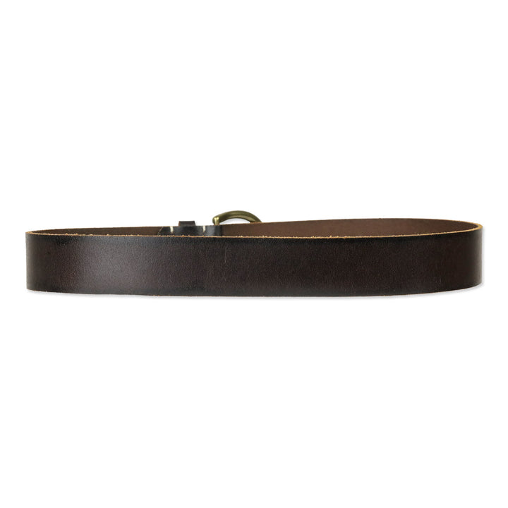 Frye Flat Panel Brown Leather Round Buckle Belt