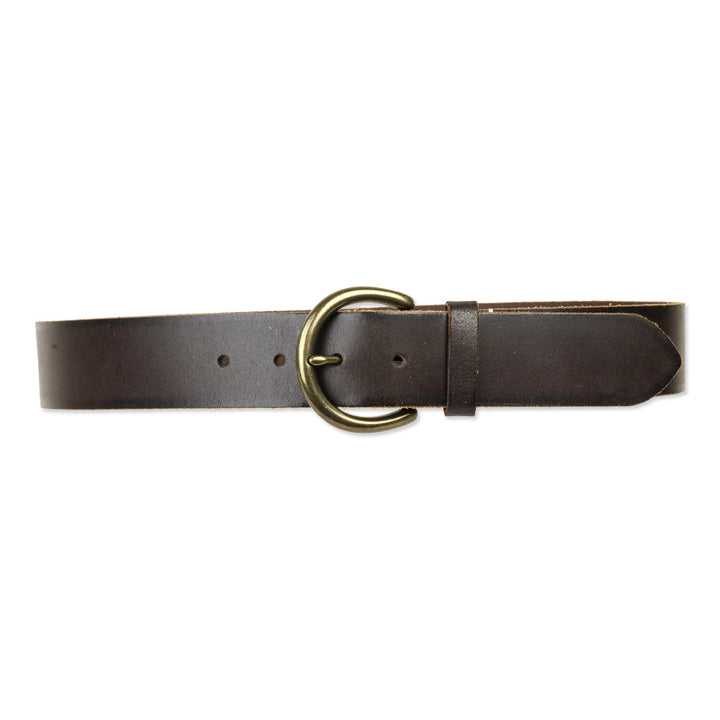 Frye Flat Panel Brown Leather Round Buckle Belt