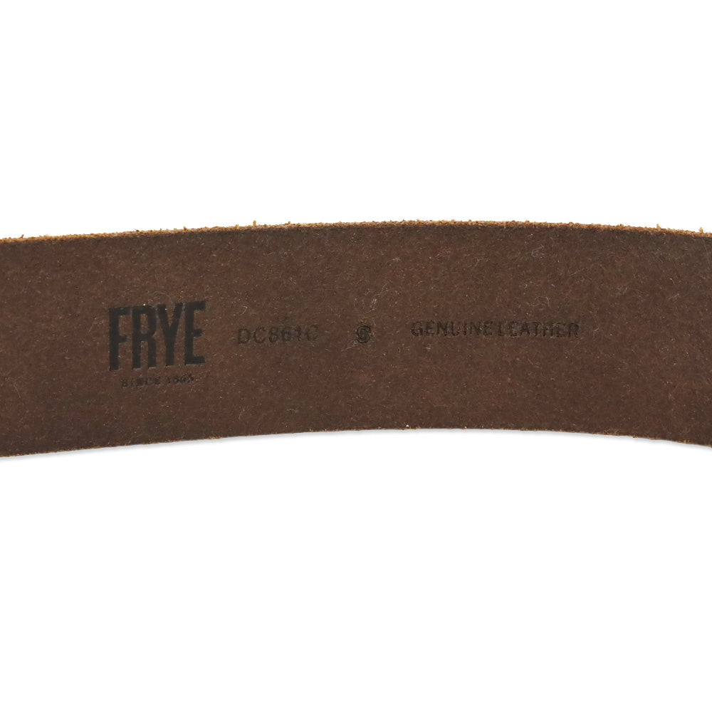 Frye Flat Panel Brown Leather Round Buckle Belt