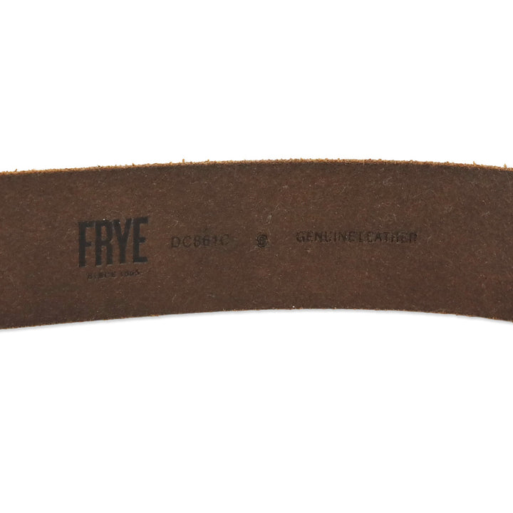 Frye Flat Panel Brown Leather Round Buckle Belt