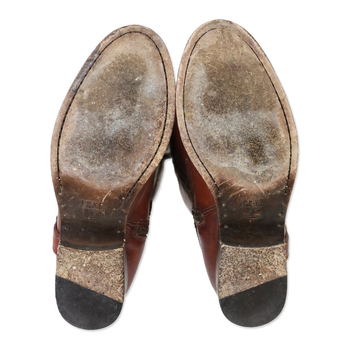 Frye Melissa Burn Red Leather Inside Zipper Harness Riding Boots