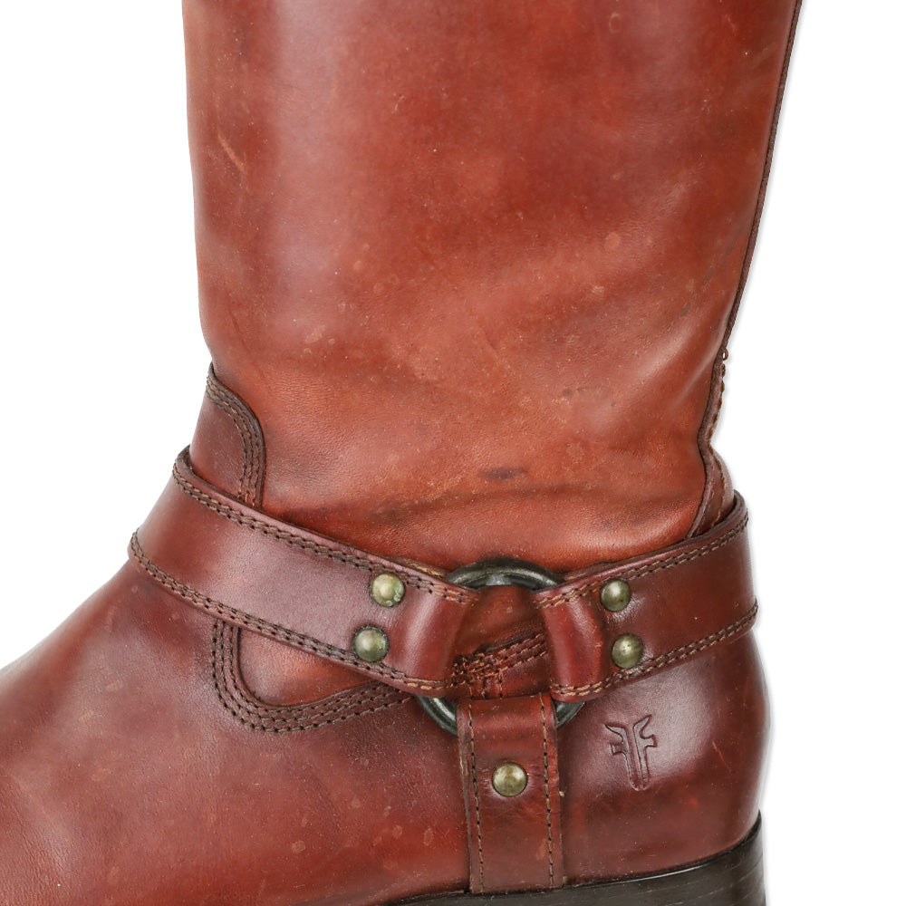 Frye Melissa Burn Red Leather Inside Zipper Harness Riding Boots