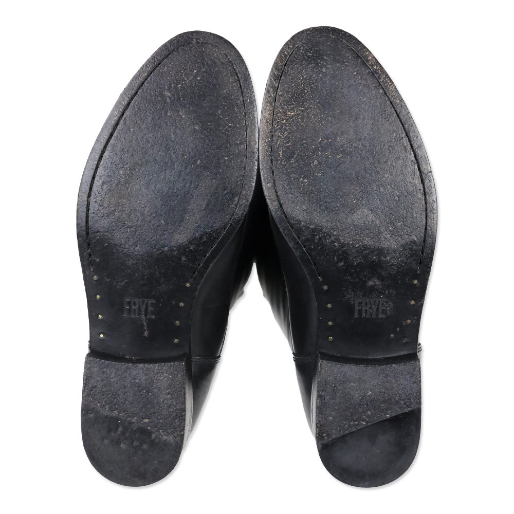 Frye Melissa Button Back Zip Black Leather Riding Boot