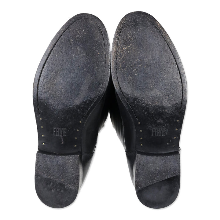 Frye Melissa Button Back Zip Black Leather Riding Boot