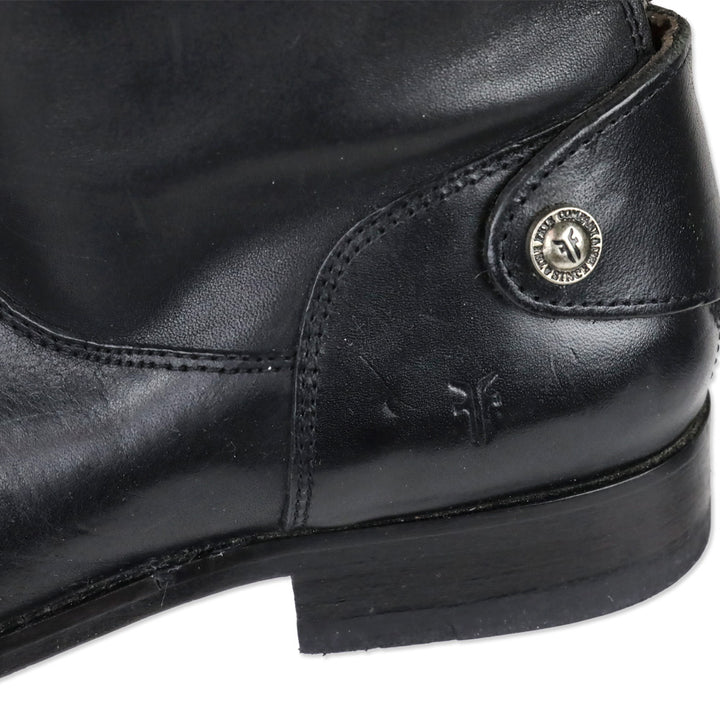 Frye Melissa Button Back Zip Black Leather Riding Boot