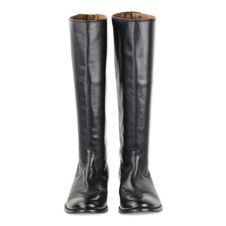 Frye Melissa Button Back Zip Black Leather Riding Boot