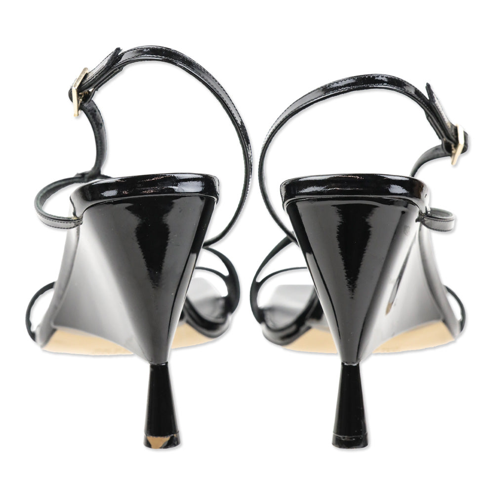GIA/RHW Rosie 5 Black Patent Leather Slingback Wedge Sandals