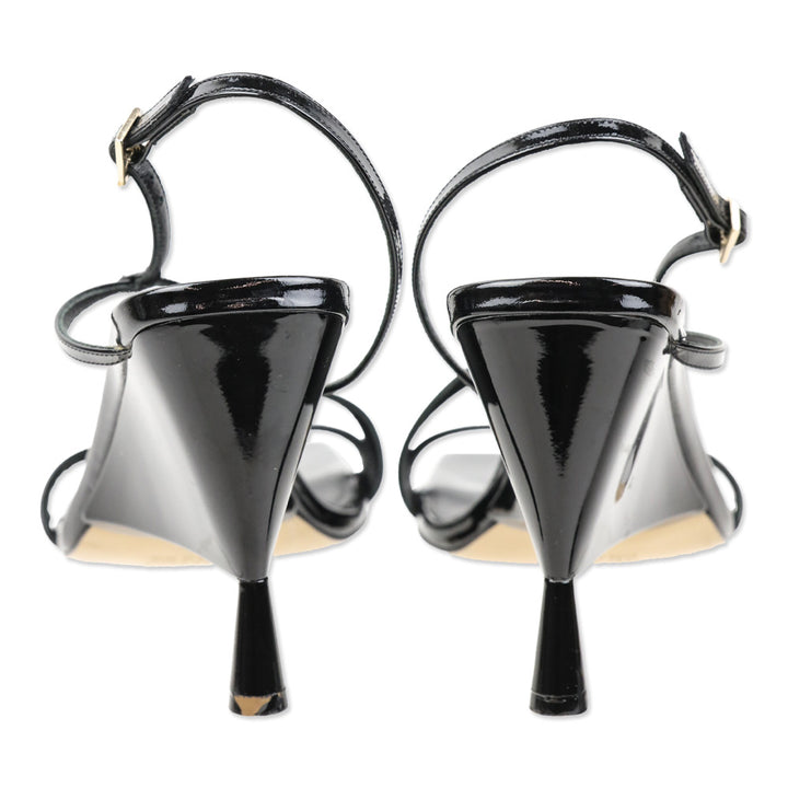 GIA/RHW Rosie 5 Black Patent Leather Slingback Wedge Sandals