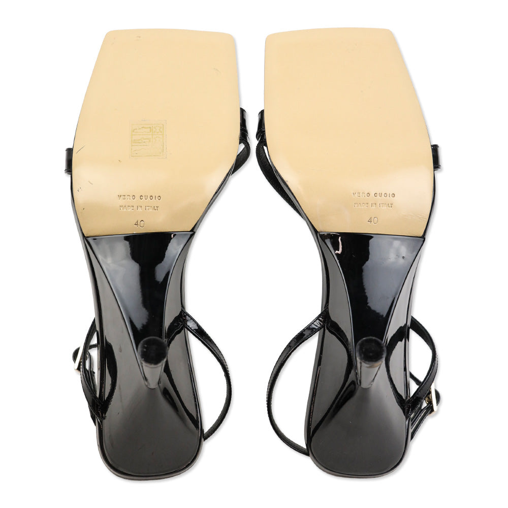 GIA/RHW Rosie 5 Black Patent Leather Slingback Wedge Sandals