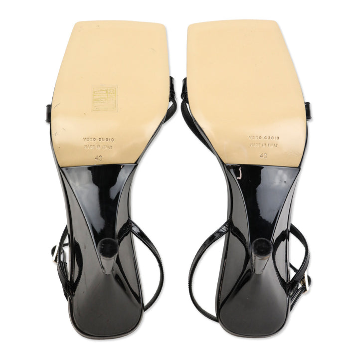 GIA/RHW Rosie 5 Black Patent Leather Slingback Wedge Sandals