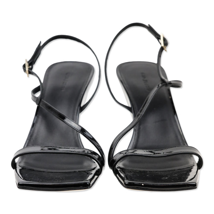 GIA/RHW Rosie 5 Black Patent Leather Slingback Wedge Sandals
