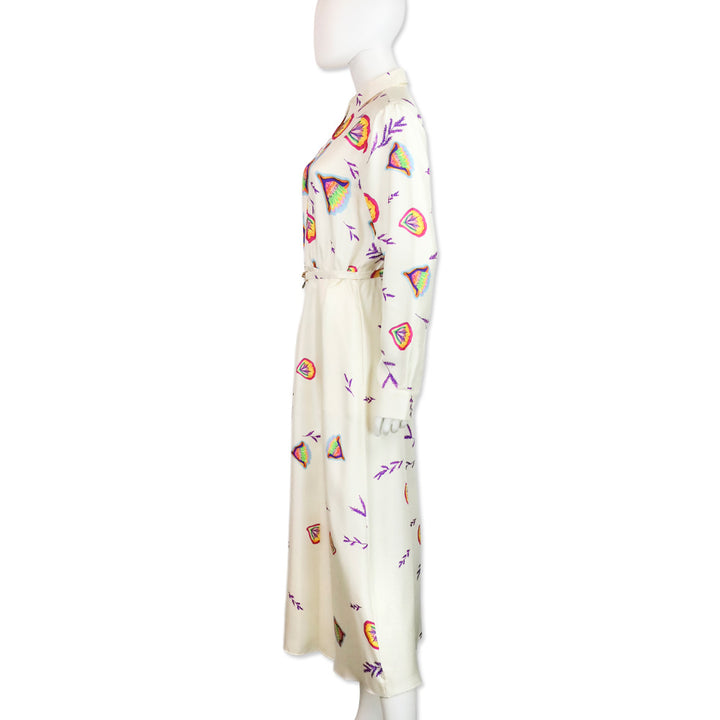Gabriela Hearst Mariano Floral Print Belted Silk Midi Shirtdress