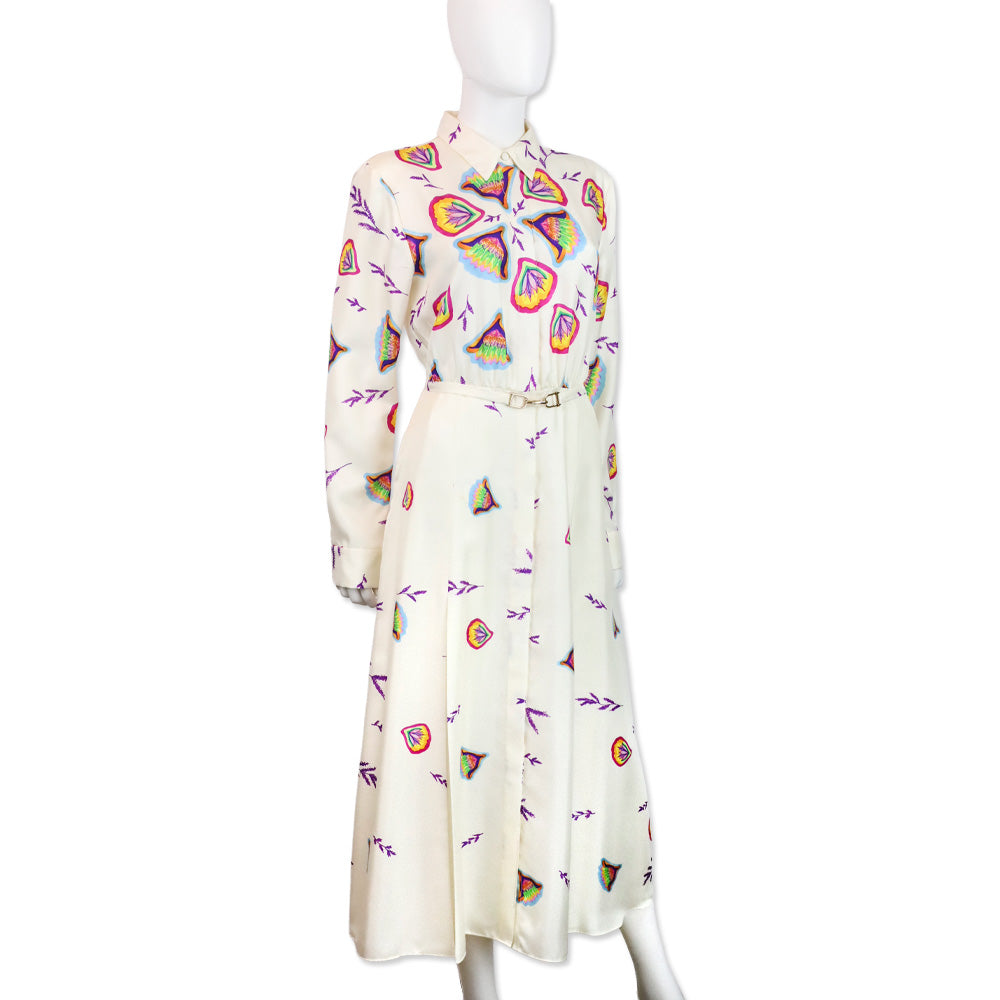 Gabriela Hearst Mariano Floral Print Belted Silk Midi Shirtdress