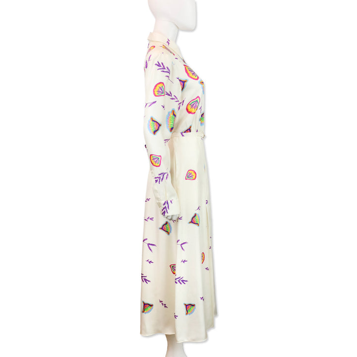 Gabriela Hearst Mariano Floral Print Belted Silk Midi Shirtdress