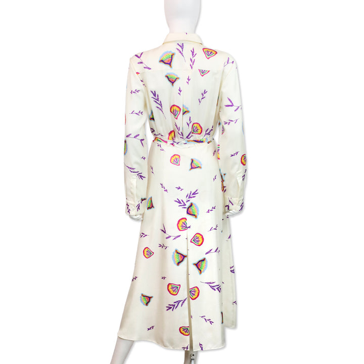 Gabriela Hearst Mariano Floral Print Belted Silk Midi Shirtdress