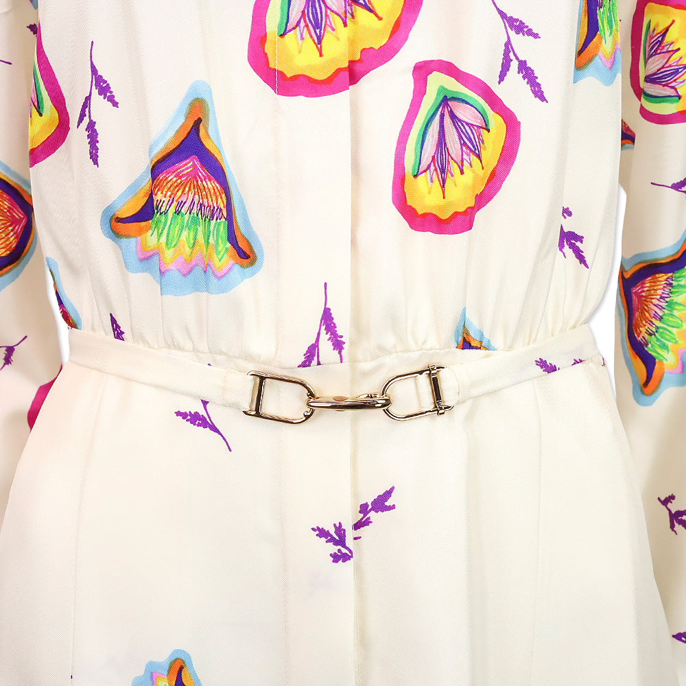 Gabriela Hearst Mariano Floral Print Belted Silk Midi Shirtdress